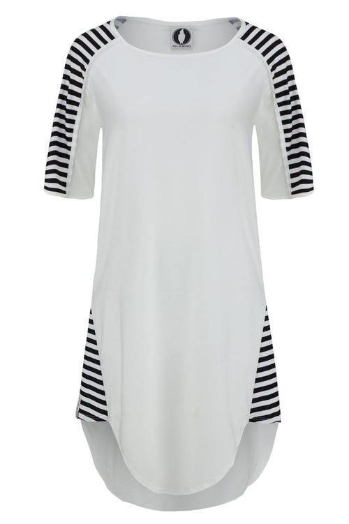 Goddess Tunic - White and Stripes UPF50+, Sun protective clothing, Idlebird