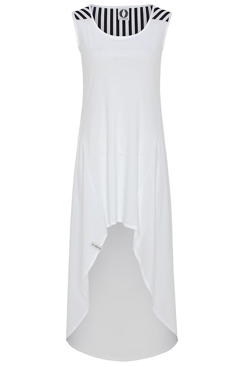 The Charlene - White w/ Stripes UPF50+, Sun protective clothing, Idlebird