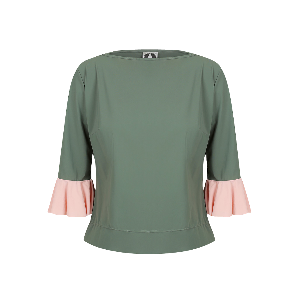 Float Away Tank - Olive w/ Rose cuff - UPF50+, Sun protective clothing, Idlebird